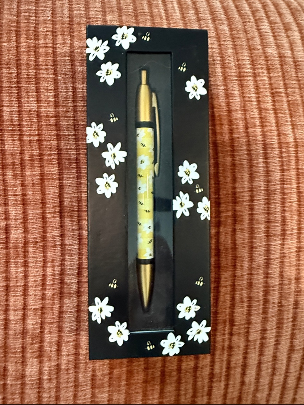 Lady Jayne Gold Floral Ballpoint Pen with Yellow Accent